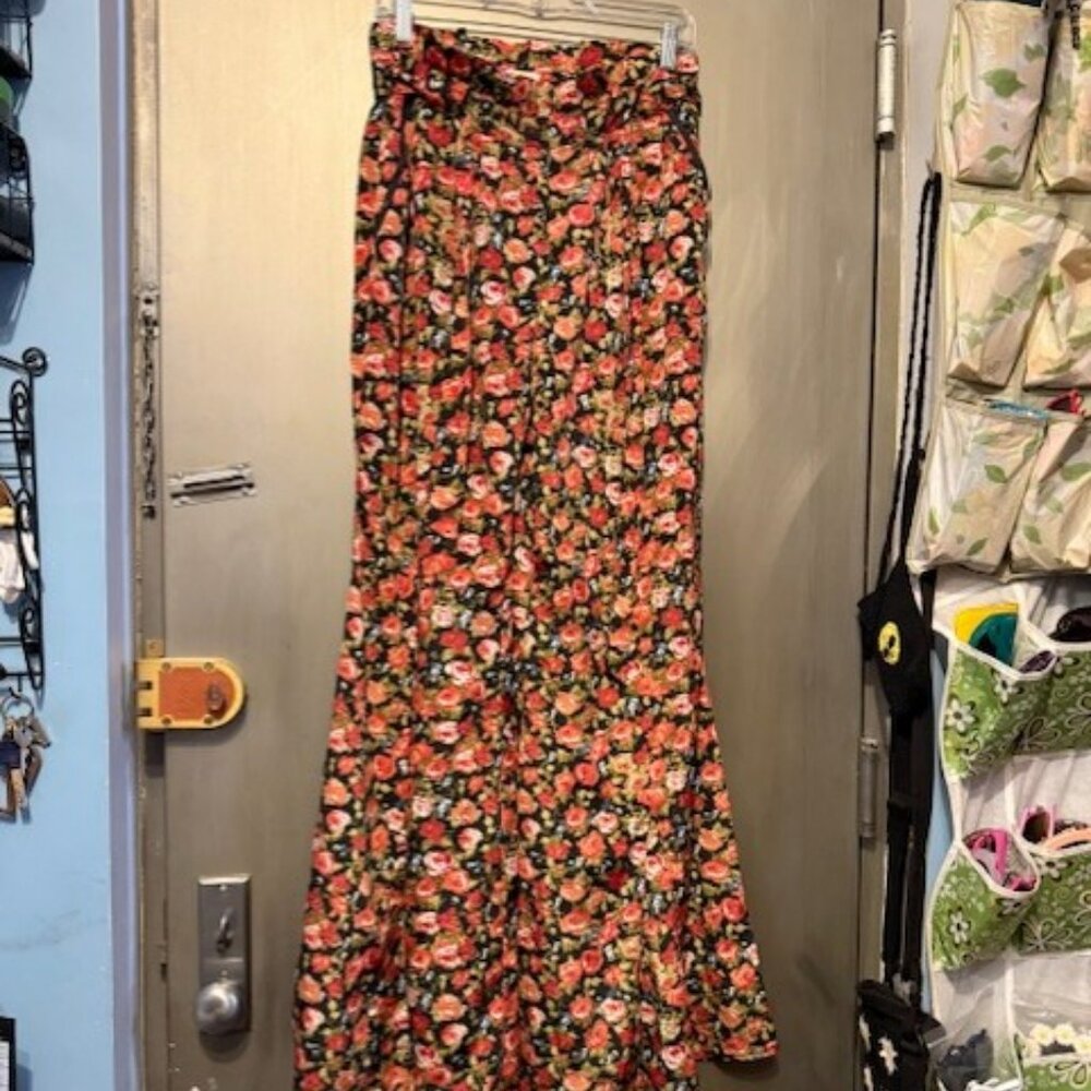 Vintage Boho Wide Leg Floral Bell Bottom Pants - Picture 2 of 16